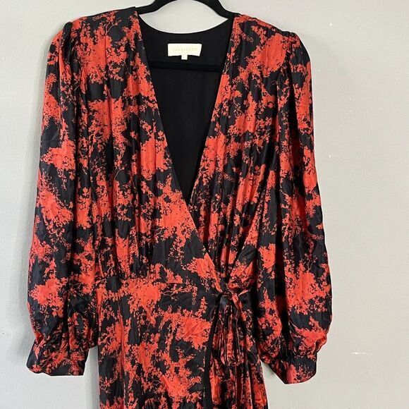 Caballero Maxi Wrap Dress Silk Blend Red/Black Plus Size 1X Holidays‎ Party - Picture 5 of 10